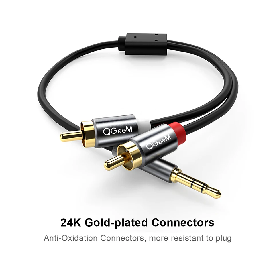 QGeeM RCA Cable 2RCA to 3.5 Au - огляд і ціна Audio Music Mixer