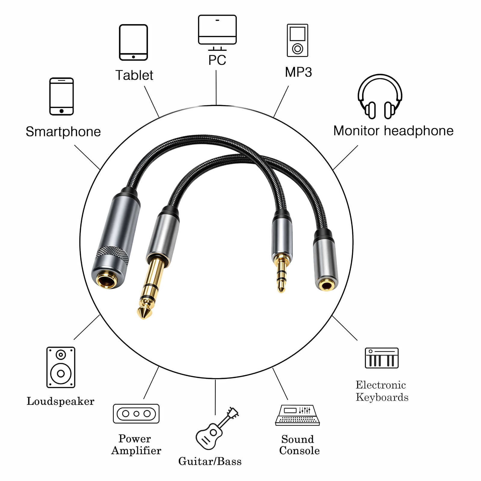 Gold‑Plated 6.35mm 3.5mm TRS S - огляд і ціна Audio Music Mixer